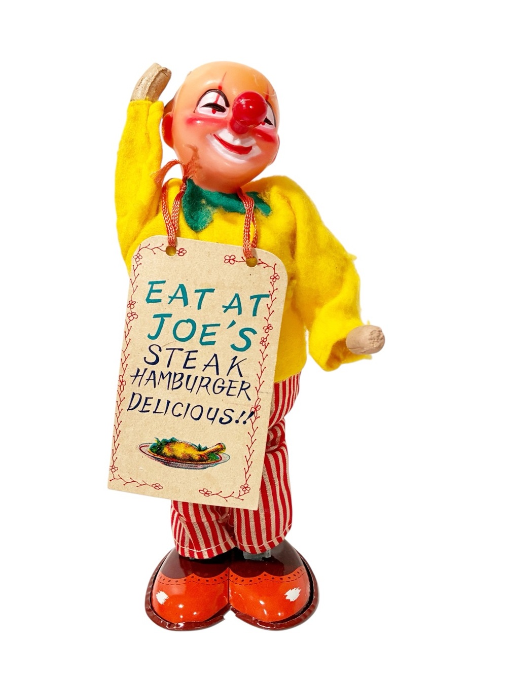 Vintage Wind Up Ko-Ko Sandwich Man Eat At Joe's Diner Tin Toy Working